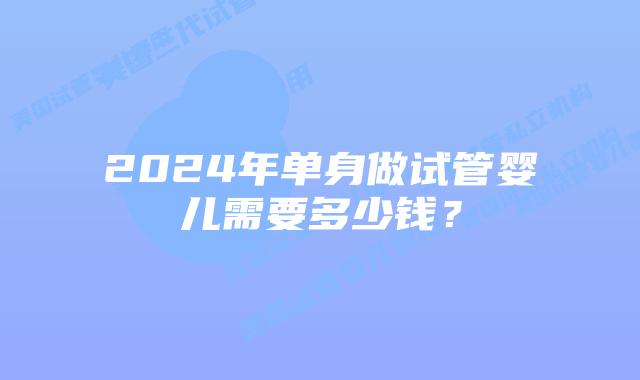 2024年单身做试管婴儿需要多少钱?