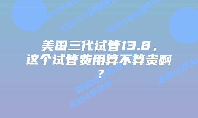 美国三代试管13.8,这个试管费用算不算贵啊?