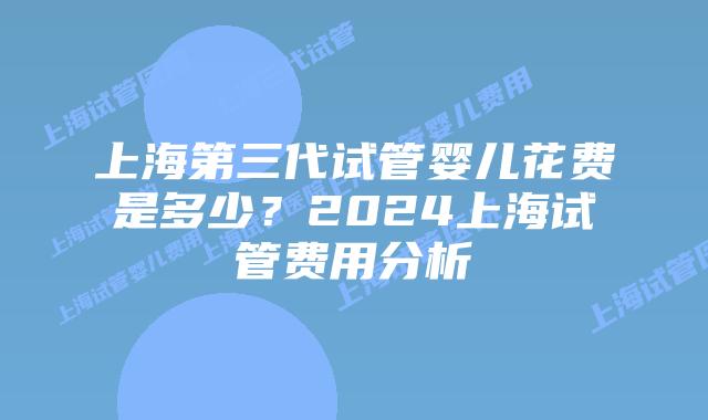 上海第三代试管婴儿花费是多少？2024上海试管费用分析