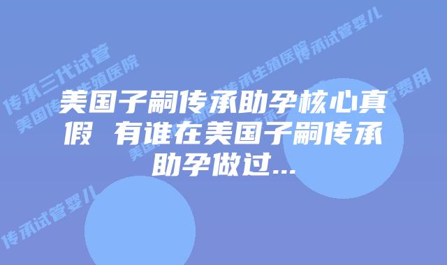 美国子嗣传承助孕核心真假 有谁在美国子嗣传承助孕做过…