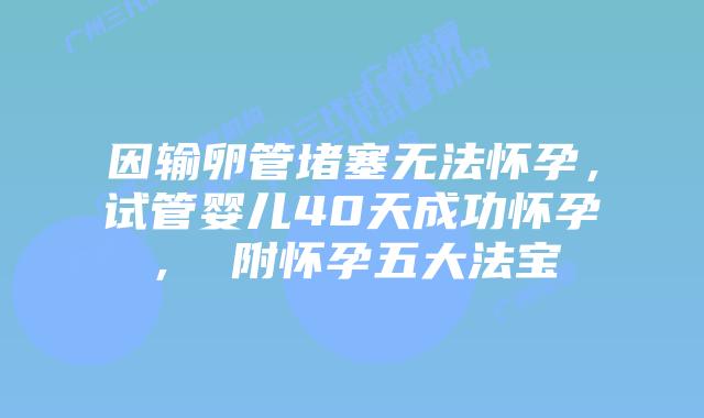 因输卵管堵塞无法怀孕,试管婴儿40天成功怀孕, 附怀孕五大法宝