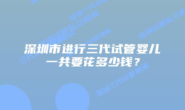 深圳市进行三代试管婴儿一共要花多少钱？