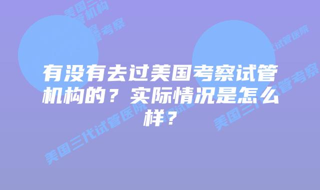 有没有去过美国考察试管机构的？实际情况是怎么样？