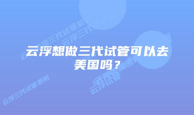 云浮想做三代试管可以去美国吗？