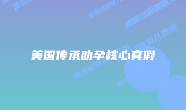 美国传承助孕核心真假