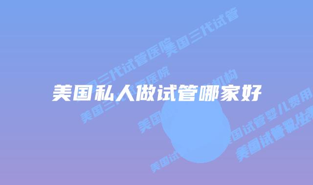 美国私人做试管哪家好