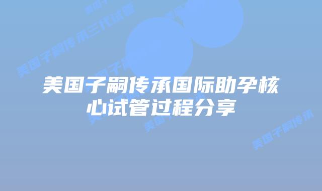 美国子嗣传承国际助孕核心试管过程分享