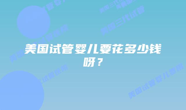 美国试管婴儿要花多少钱呀？