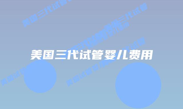 美国三代试管婴儿费用