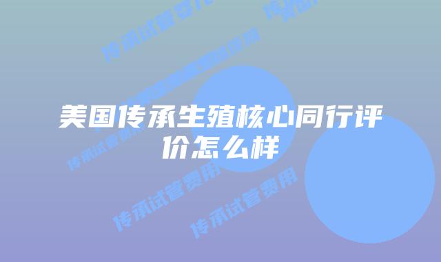 美国传承生殖核心同行评价怎么样