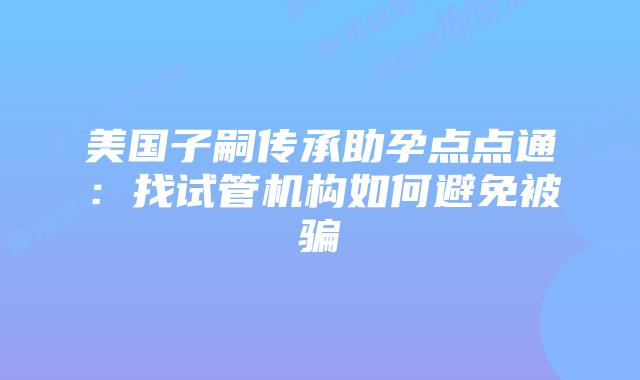美国子嗣传承助孕点点通：找试管机构如何避免被骗