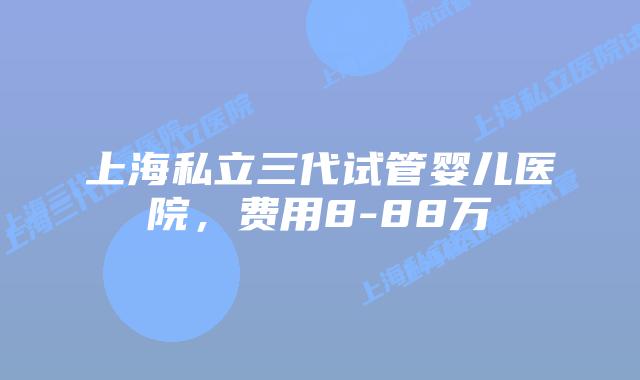 上海私立三代试管婴儿医院，费用8-88万