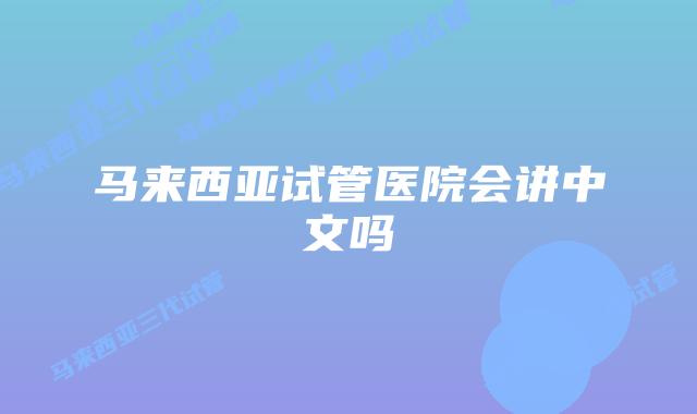 马来西亚试管医院会讲中文吗