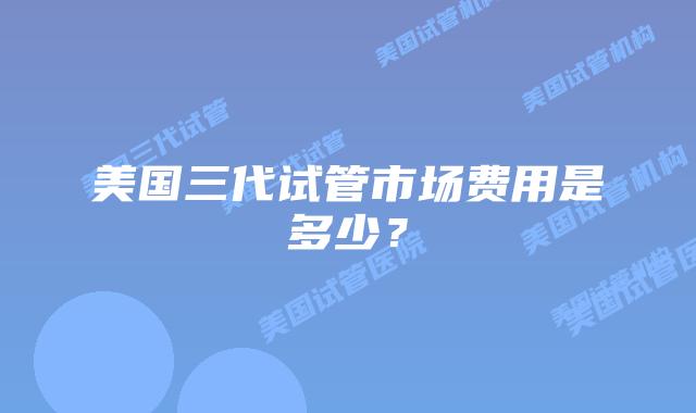 美国三代试管市场费用是多少？