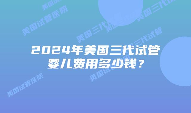 2024年美国三代试管婴儿费用多少钱？
