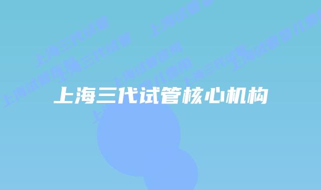 上海三代试管核心机构