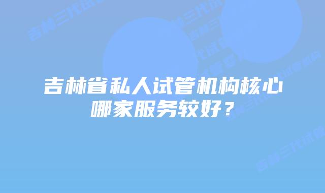 吉林省私人试管机构核心哪家服务较好？