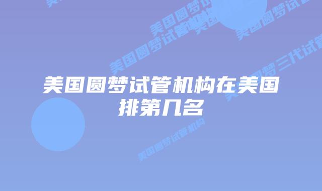 美国圆梦试管机构在美国排第几名