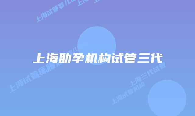 上海助孕机构试管三代