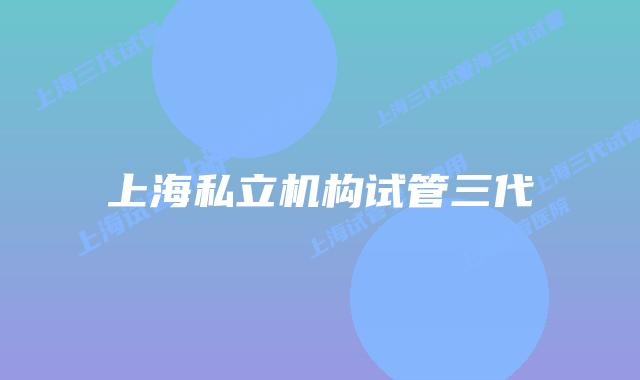 上海私立机构试管三代