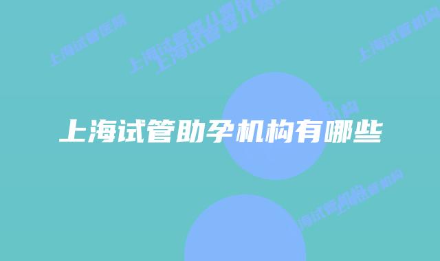 上海试管助孕机构有哪些