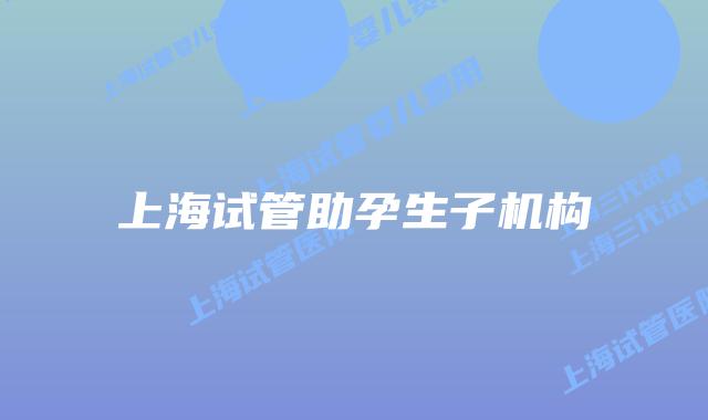 上海试管助孕生子机构