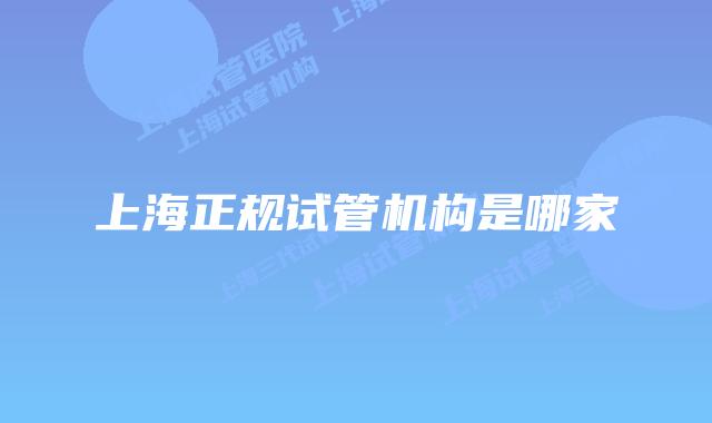 上海正规试管机构是哪家