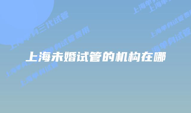 上海未婚试管的机构在哪