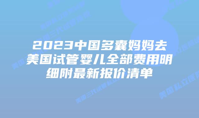 2023中国多囊妈妈去美国试管婴儿全部费用明细附最新报价清单