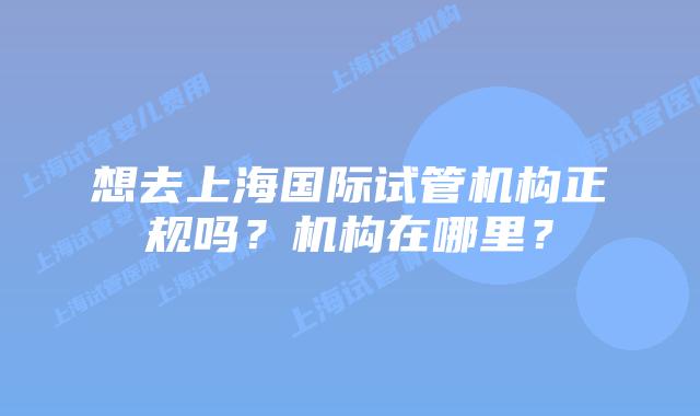想去上海国际试管机构正规吗？机构在哪里？