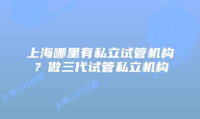 上海哪里有私立试管机构？做三代试管私立机构