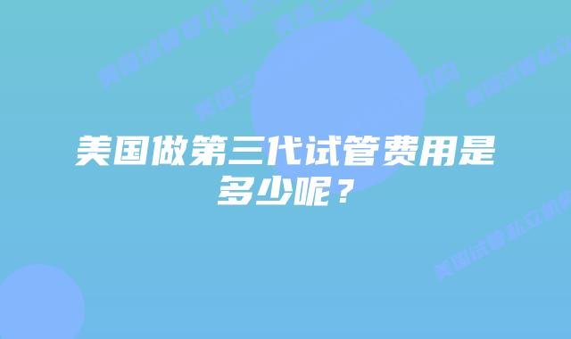 美国做第三代试管费用是多少呢?