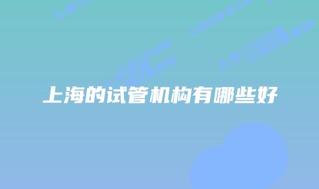 上海的试管机构有哪些好