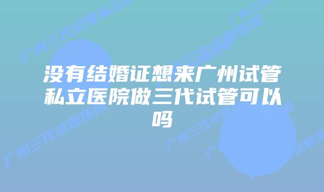 没有结婚证想来广州试管私立医院做三代试管可以吗
