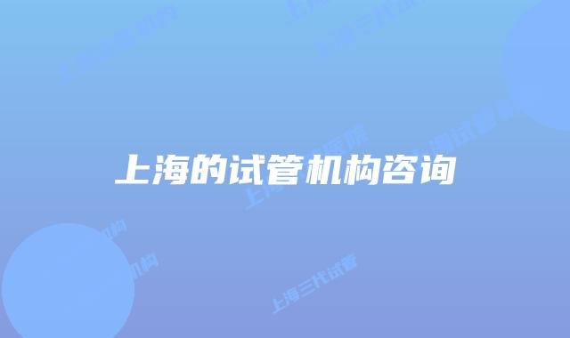 上海的试管机构咨询