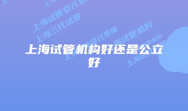上海试管机构好还是公立好