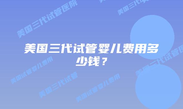 美国三代试管婴儿费用多少钱?