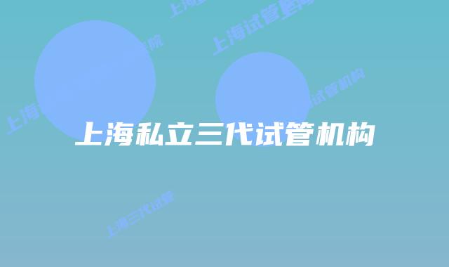 上海私立三代试管机构