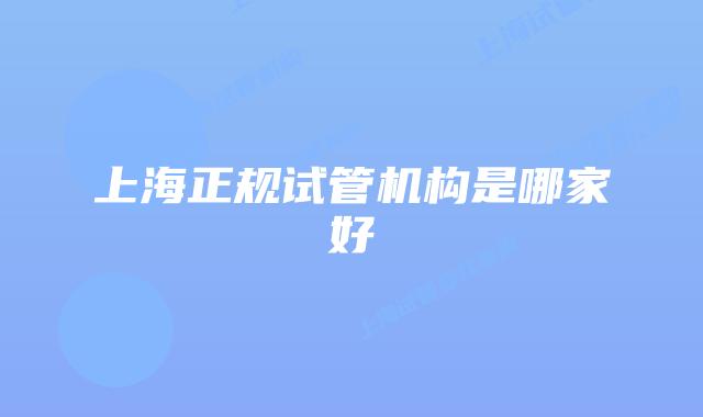 上海正规试管机构是哪家好