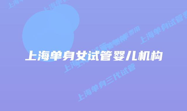 上海单身女试管婴儿机构