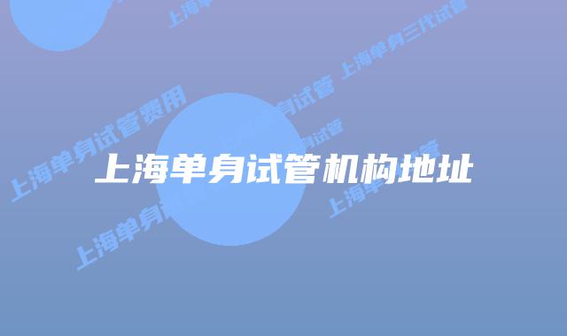 上海单身试管机构地址