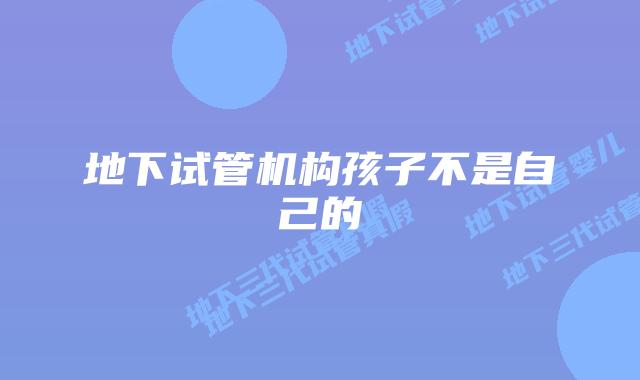 地下试管机构孩子不是自己的