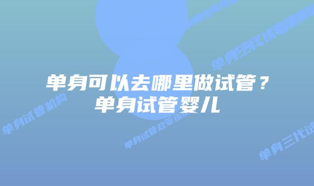 单身可以去哪里做试管？单身试管婴儿