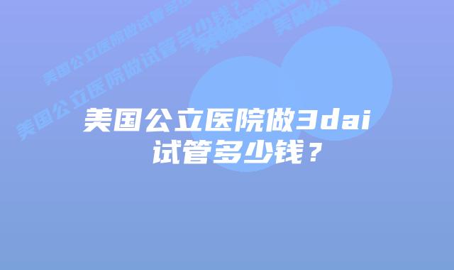 美国公立医院做3dai 试管多少钱?