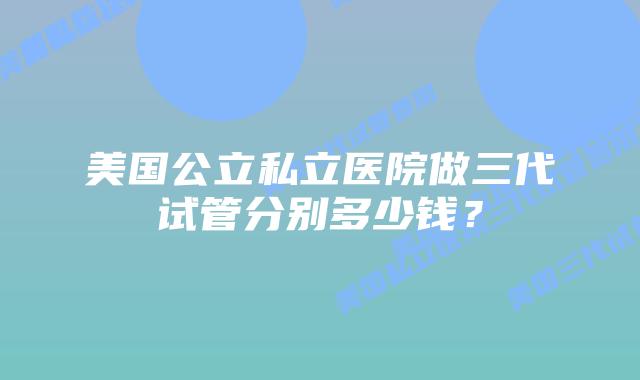 美国公立私立医院做三代试管分别多少钱?