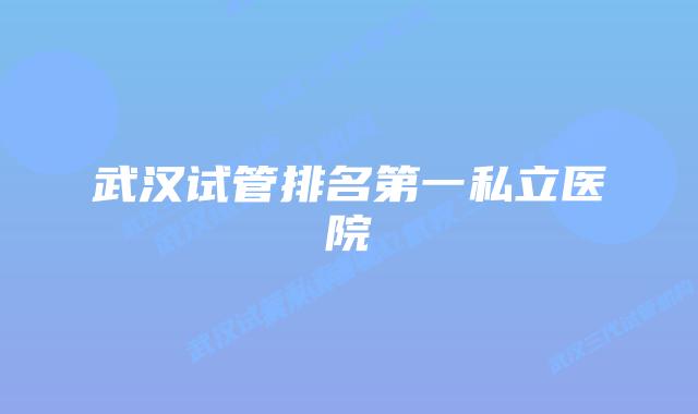 武汉试管排名第一私立医院