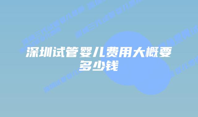 深圳试管婴儿费用大概要多少钱