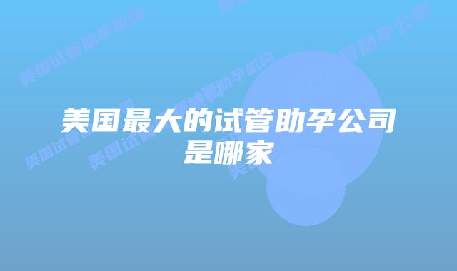 美国最大的试管助孕公司是哪家