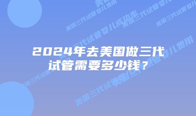 2024年去美国做三代试管需要多少钱?