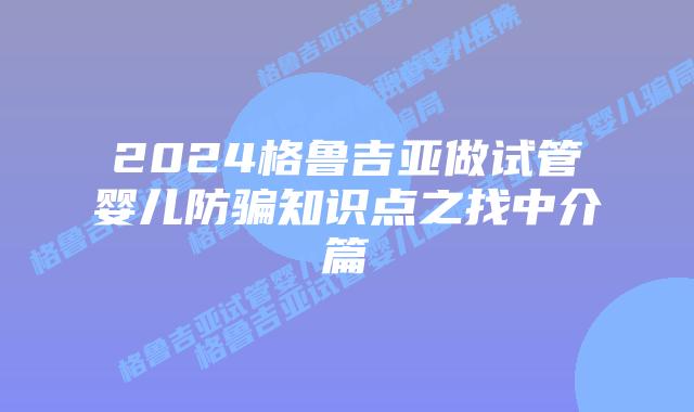 2024格鲁吉亚做试管婴儿防骗知识点之找中介篇